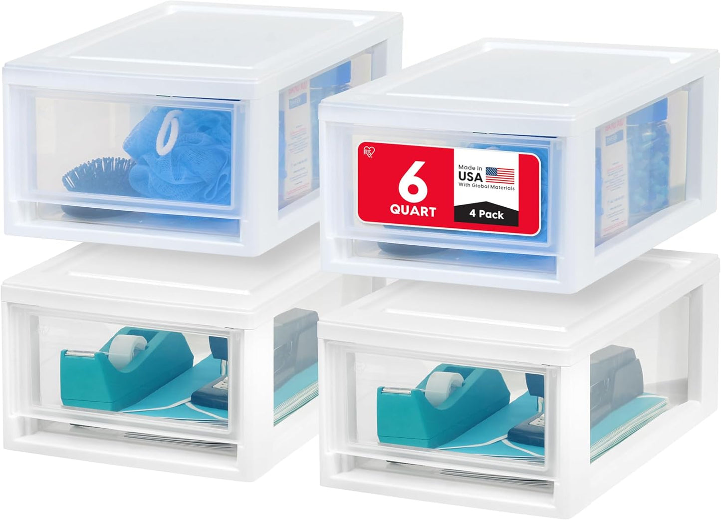 Organiz. plástico 4 cajones apilables para dormitorio cocina