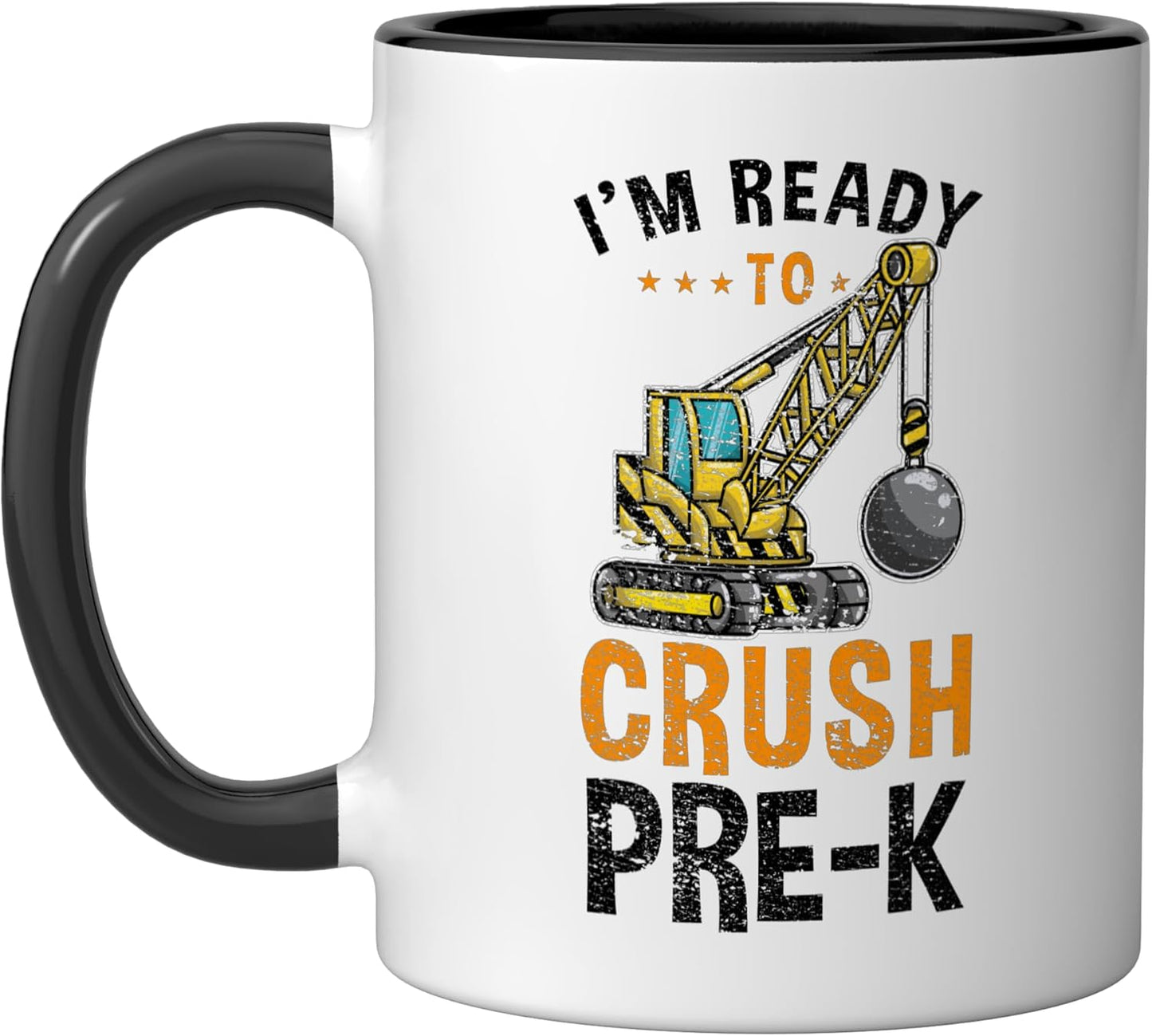 Taza Cerámica Niño Excavadora Pre-K Regreso a Clases Negro/Blanco