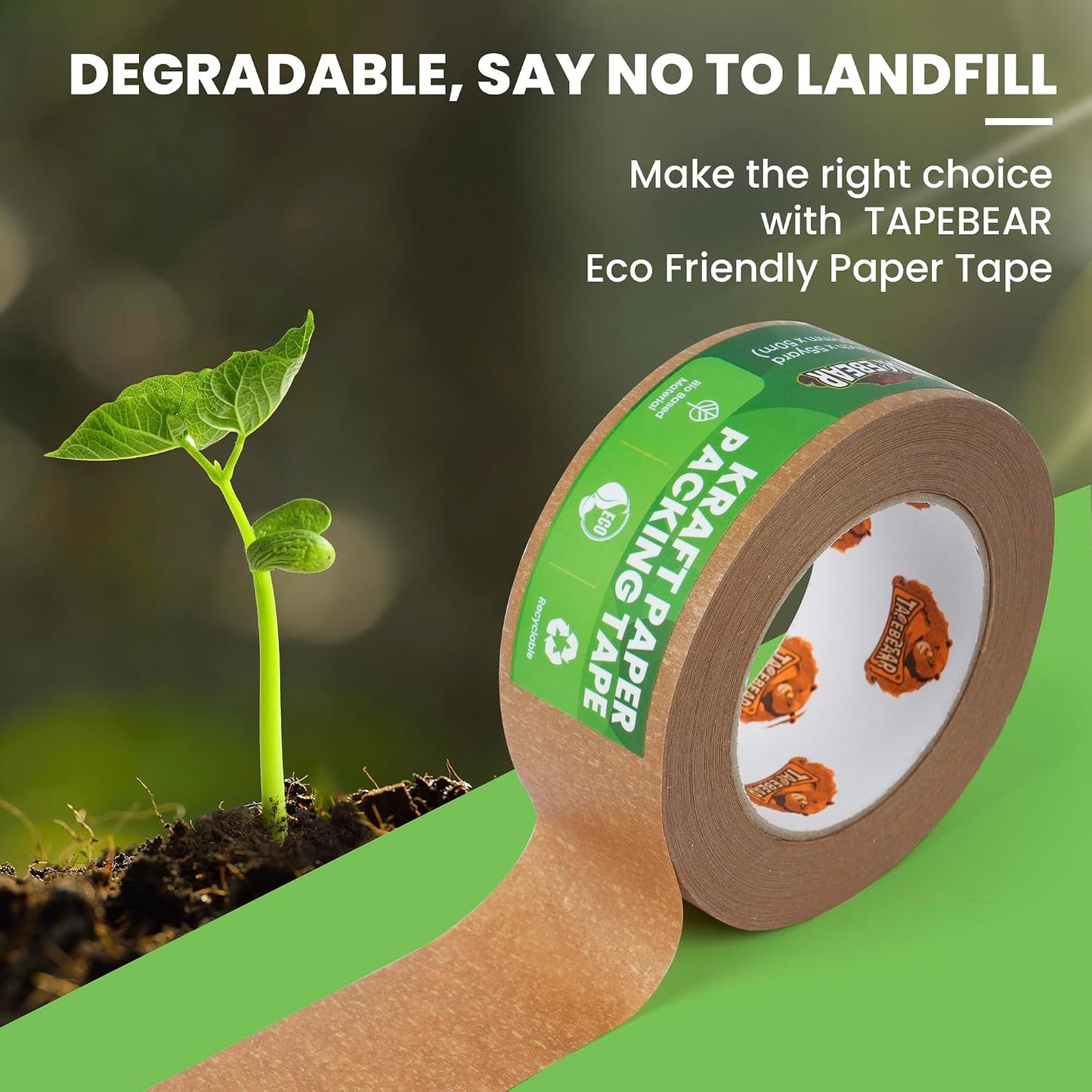 Cinta kraft ecológica 2pulg x55yd autoadhesiva para embalaje