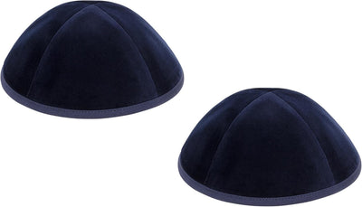 Yarmulke terciopelo azul 4 paneles set 2 tallas 3-6