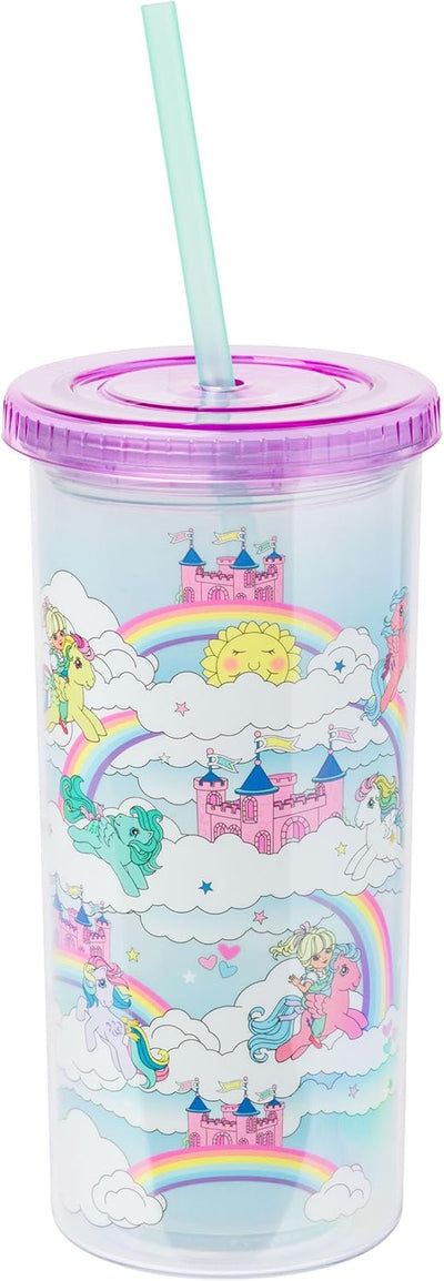 Vaso frío plástico con tapa y pajilla 20oz patrón My Little Pony