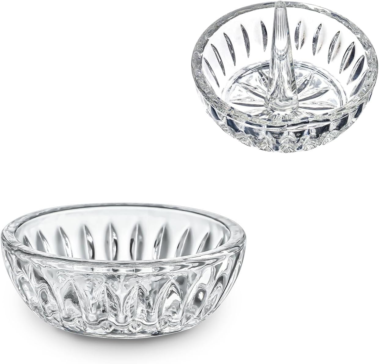 2 Bandejas Cristal Joyas 3.1" Redondo Transparente