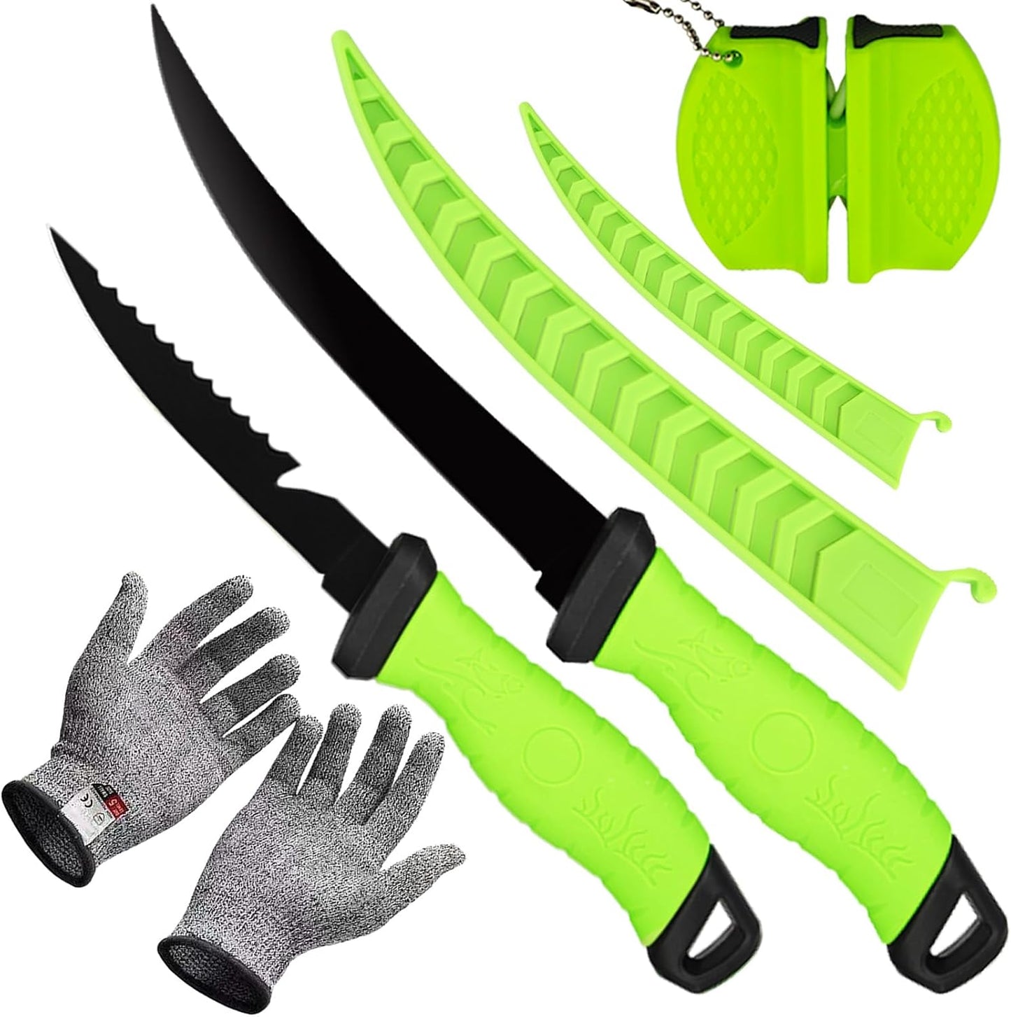 Set 2 Cuchillos Filete Acero Inox 5y7" para Pesca