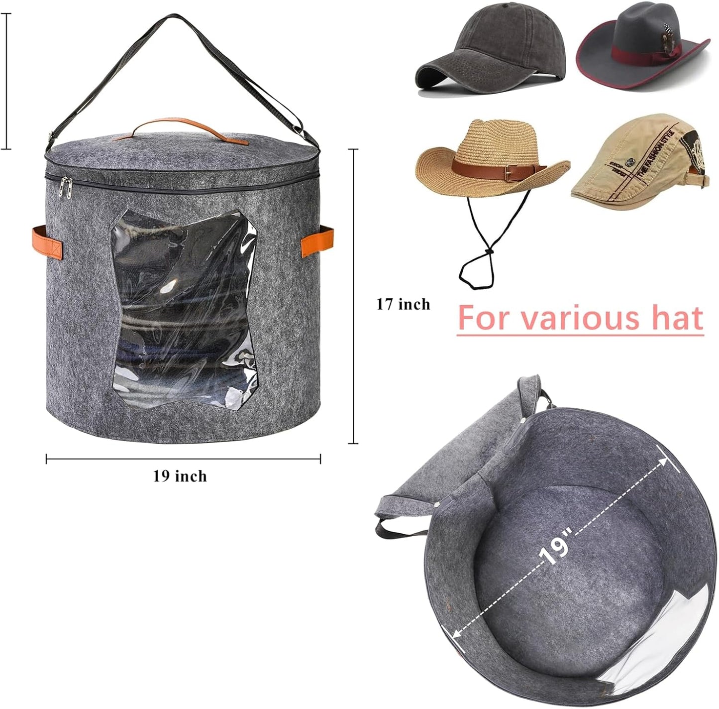 2 Pzas Contenedor Sombreros Mujer Redondo Plegable