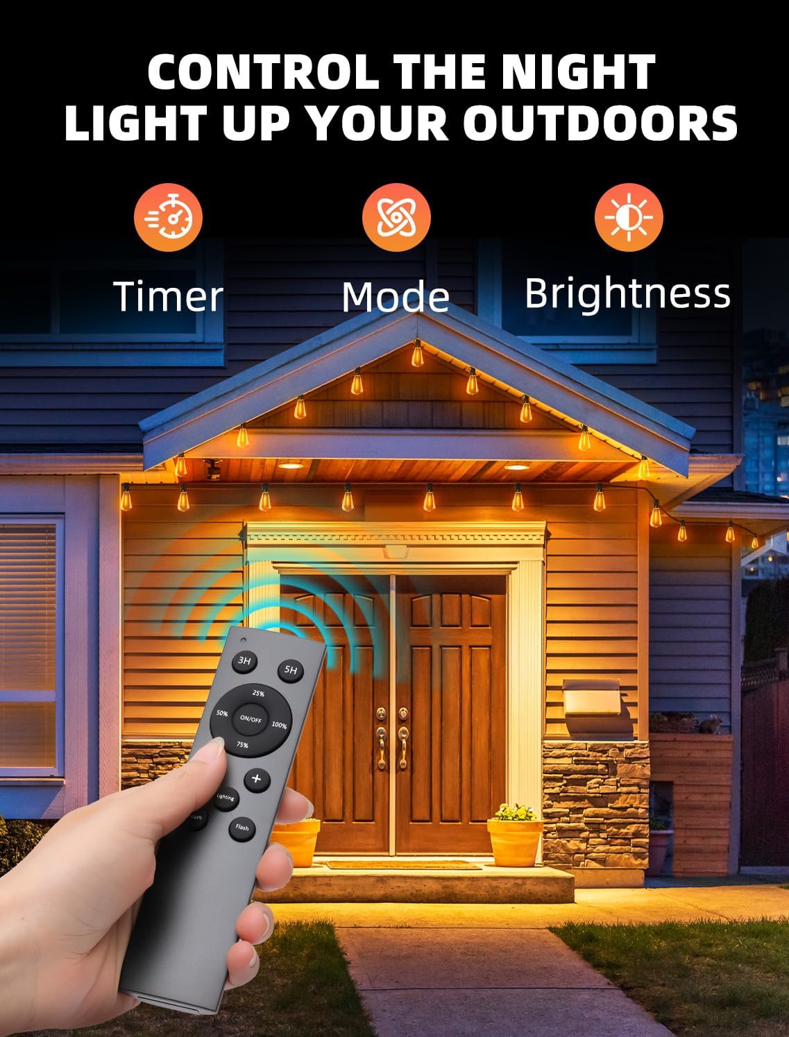 Luces cadena patio 200pies impermeable control remoto st38
