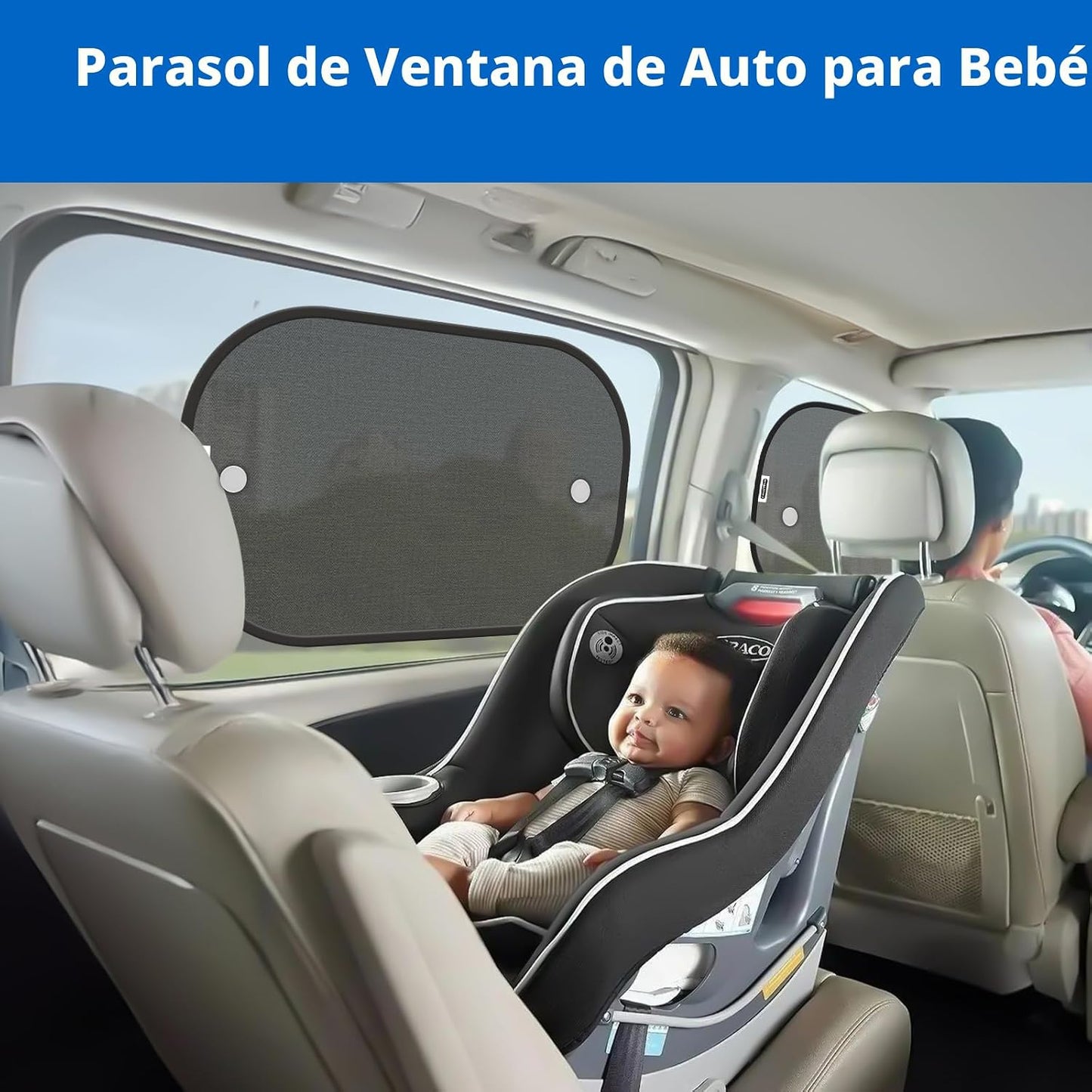 4 Pzas Sombras Ventana Coche con 8 Ventosas Bloquea UVR