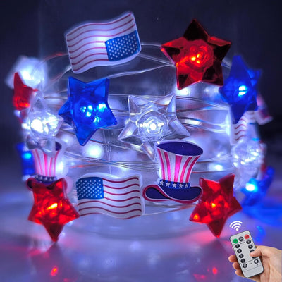 Guirnalda luces patrióticas 13.7ft 40LED con temporizador