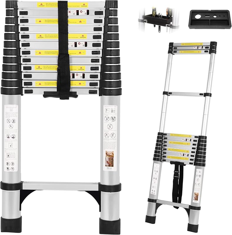 Escalera telescópica aluminio 16.5ft con bandeja