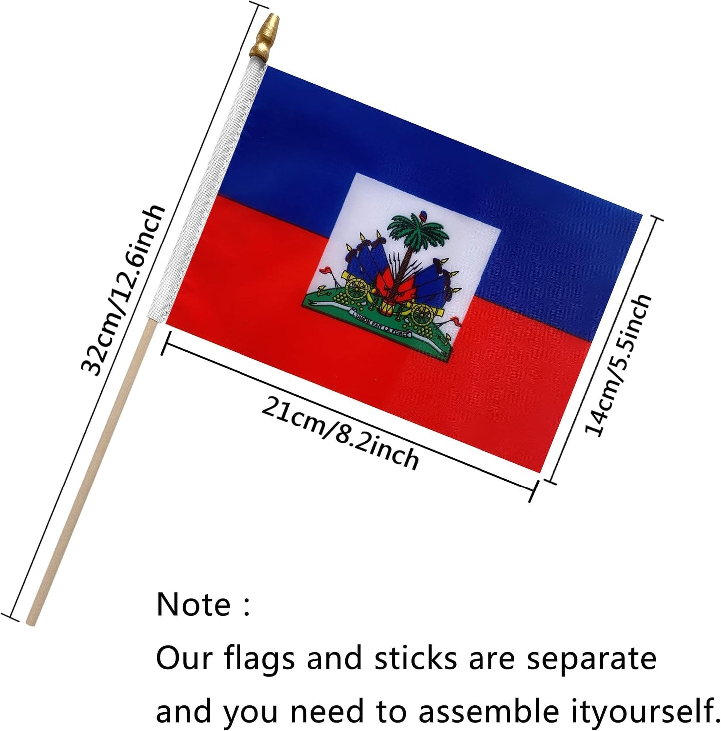 Banderas haitianas 5x8pulg set 12