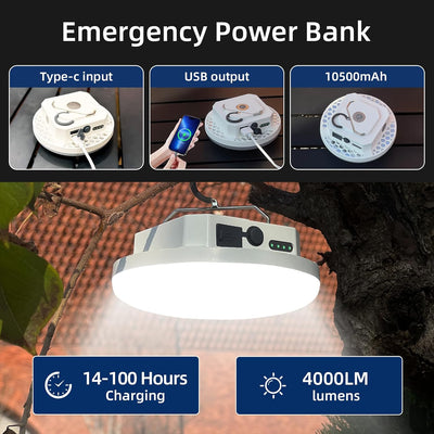 Luz recargable portátil 10500mAh 30W 4000lúmenes IPX5 impermeable