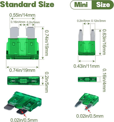 Fusibles mini y estándar 231 pzas para auto RV motocicleta camión