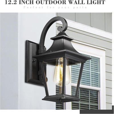 2 Luces pared exterior aplique negro vidrio transparente