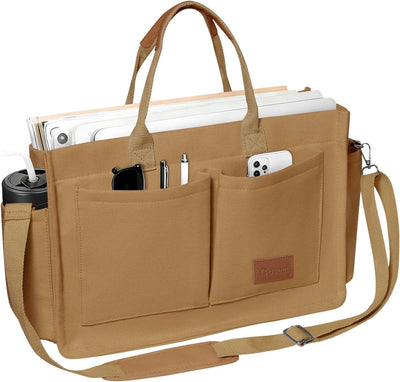 Bolso lona mujer con bolsillos para portátil y todo uso