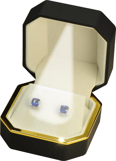 Caja aretes LED negra para diamantes y luces de regalo