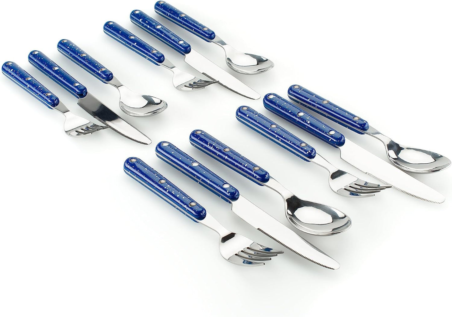 Set 12 cubiertos camping color azul