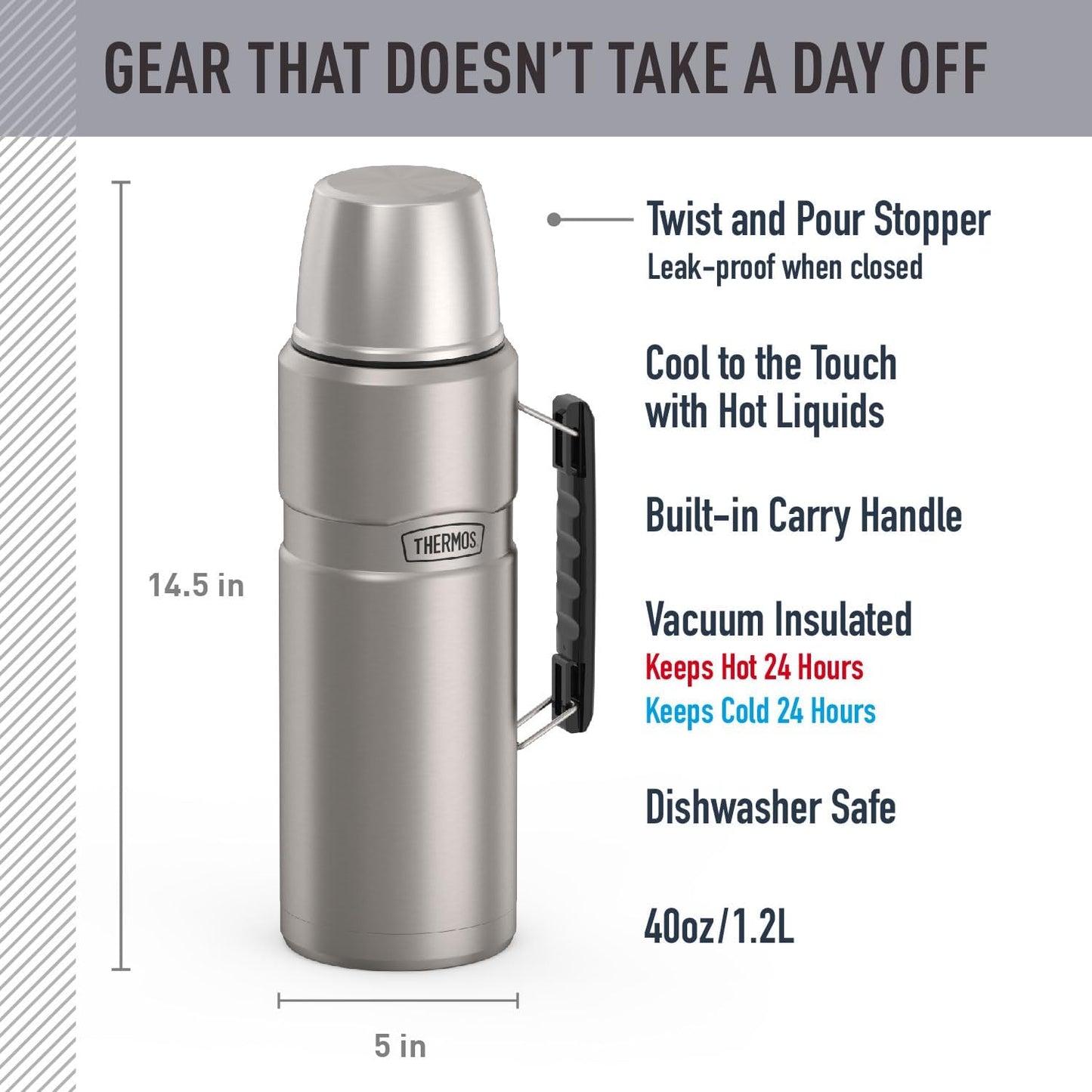 Botella acero inox 68oz para bebidas modelo King