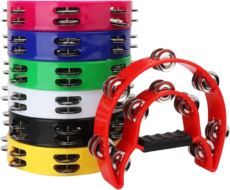Pack 7 Panderetas Doble Fila 9.06pulg 20 Jingles Metal