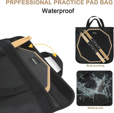 Almohadilla tambor 12pulg baquetas 2 pares bolsa transporte