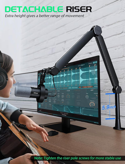 Brazo micrófono con boom soporte cables metal