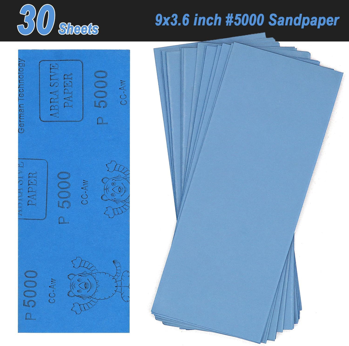 Papel lija 9x3.6pulg 5000grano 30hojas para lijadora detalles
