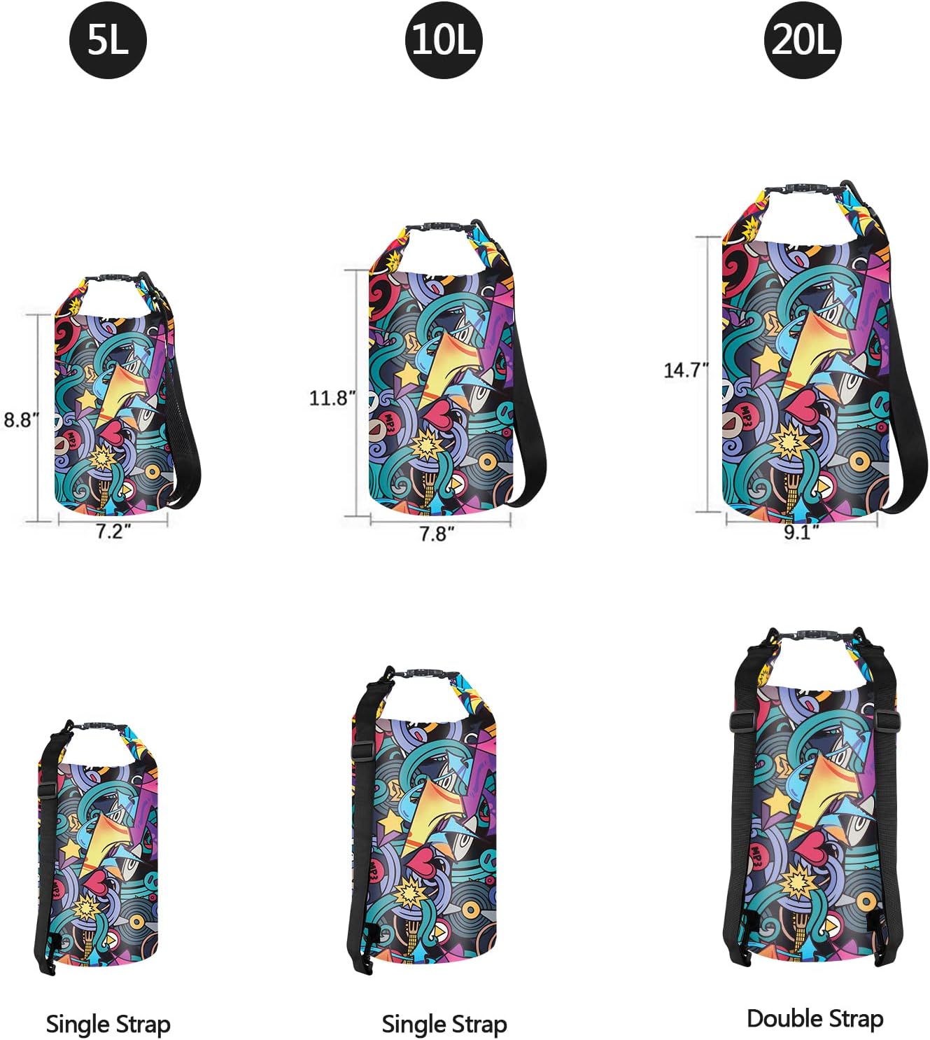 Bolsa flotante impermeable para kayak 40l/30l/20l/10l/5l