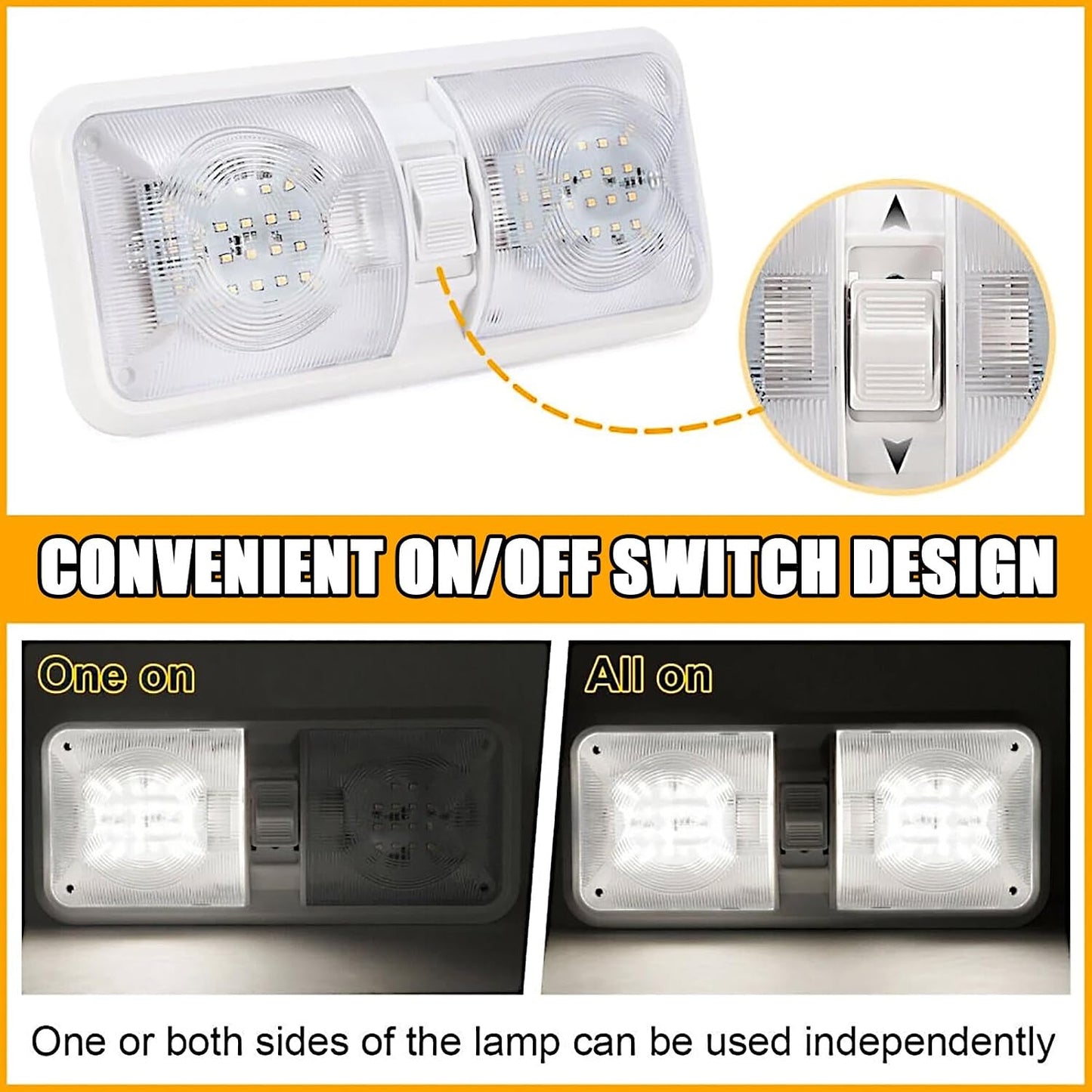 Lámpara LED techo doble cúpula 11-18V para auto caravana