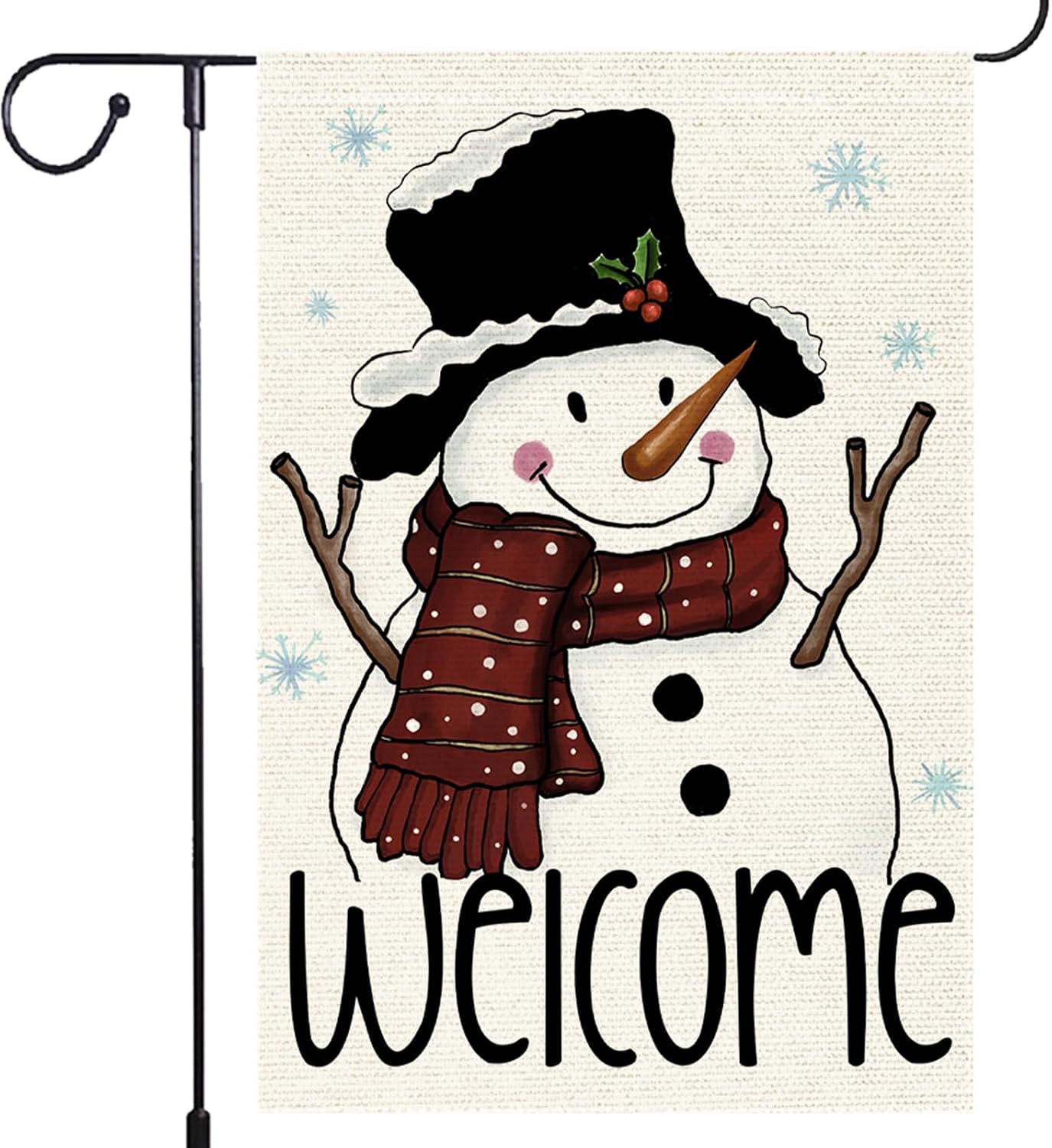 Bandera jardín muñeco nieve 12x18pulg doble cara navideña