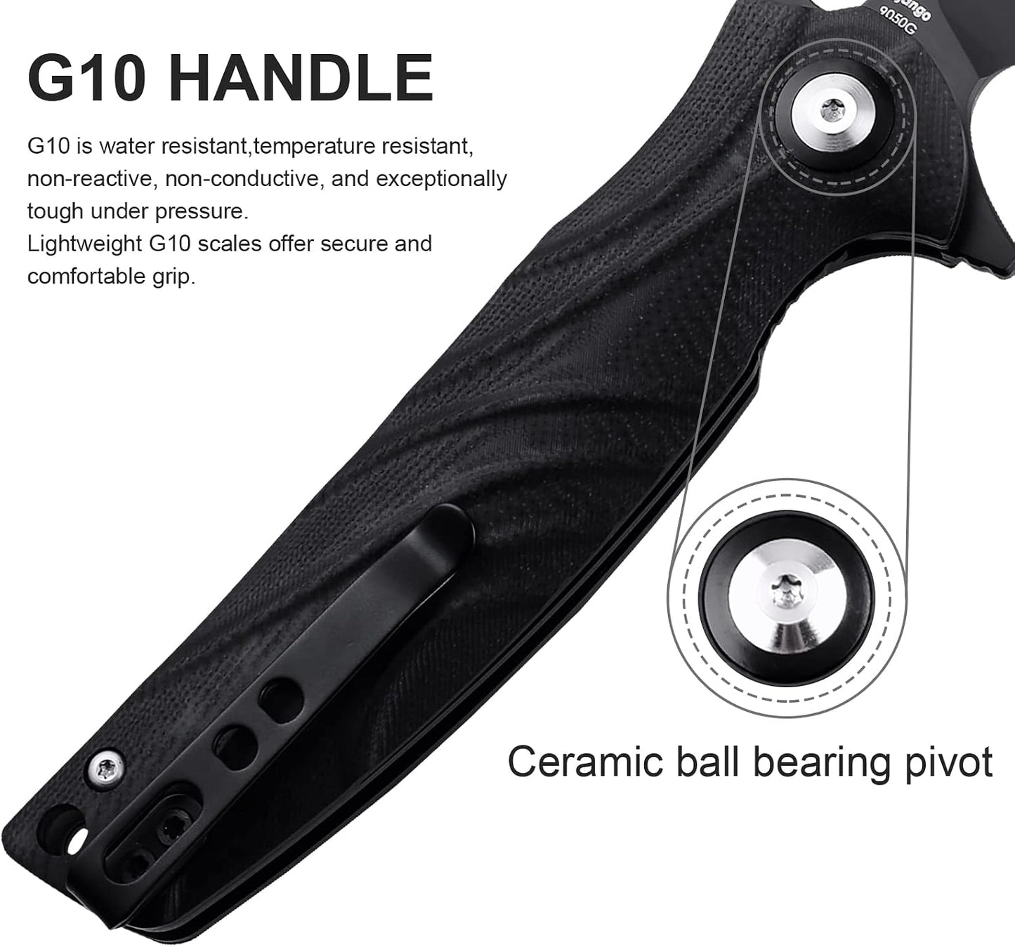 Navaja bolsillo 3.43pulg hoja D2 mango G10 con clip