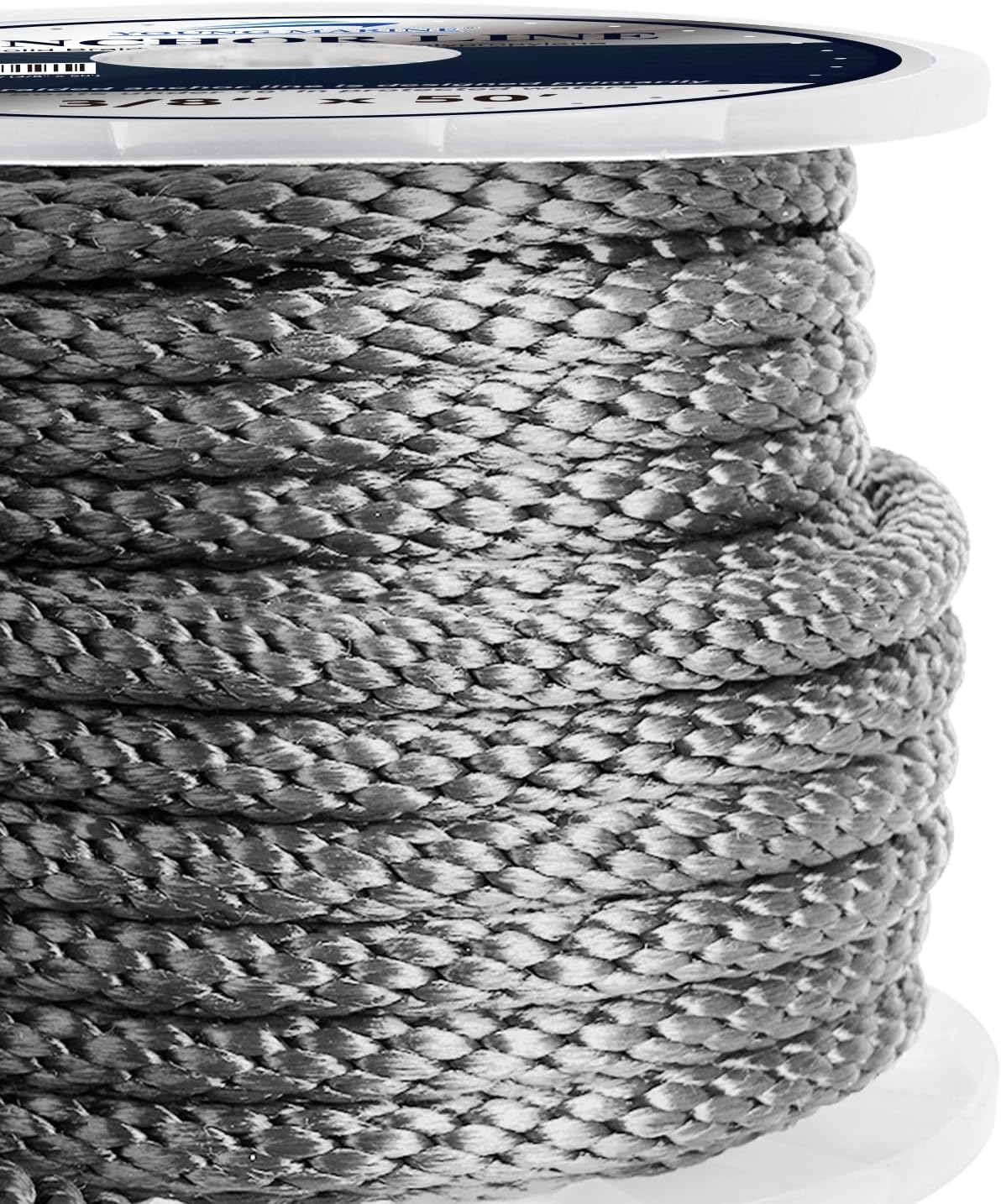 Cuerda anclaje trenzada 3/8" gris con grillete acero inox