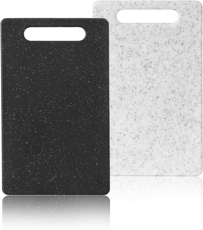 2 Tablas Cortar Plástico Granito Blanco Negro Fácil Agarre