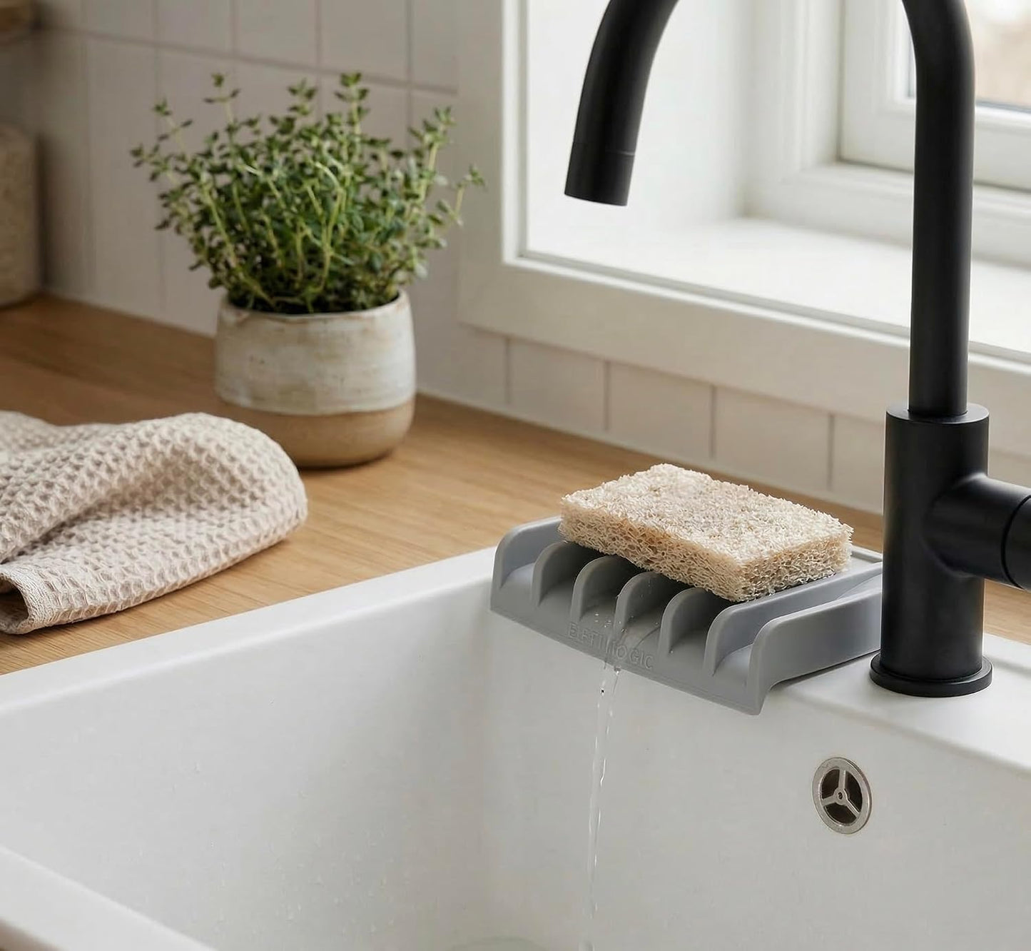 Organiz. fregadero silicona autodrenante gris