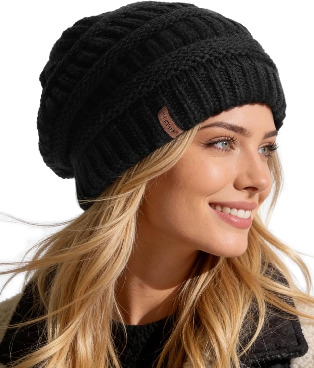 Gorro invierno mujer calavera punto forro cálido con pompón