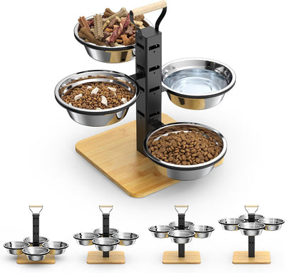 Soporte elevado para cuencos de perros con mango portátil
