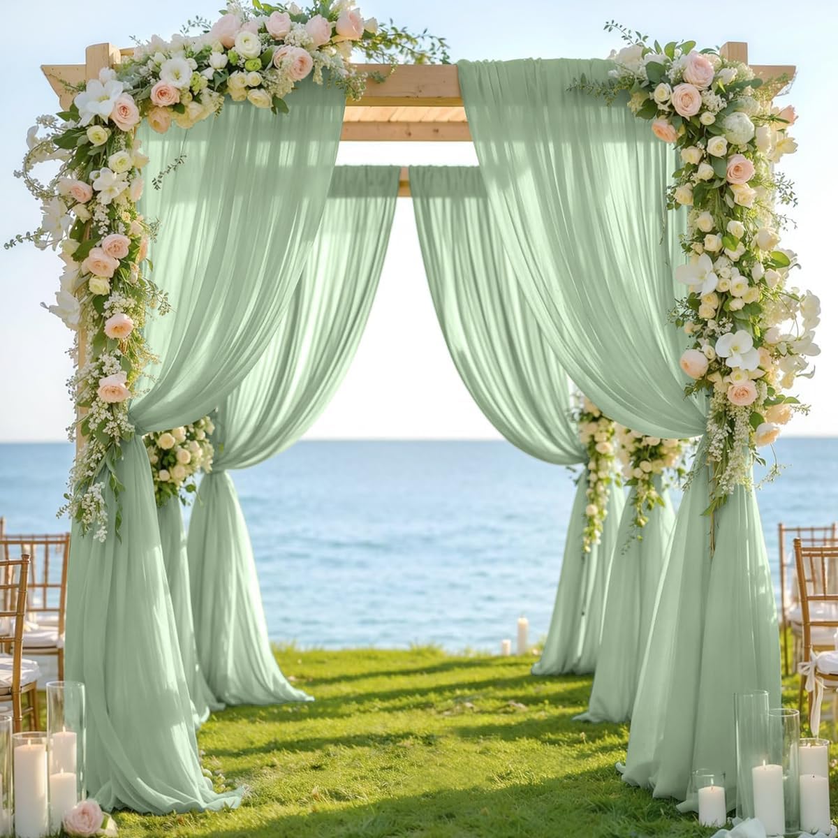 Tela drapeado arco boda 29x20pies cortinas transparentes