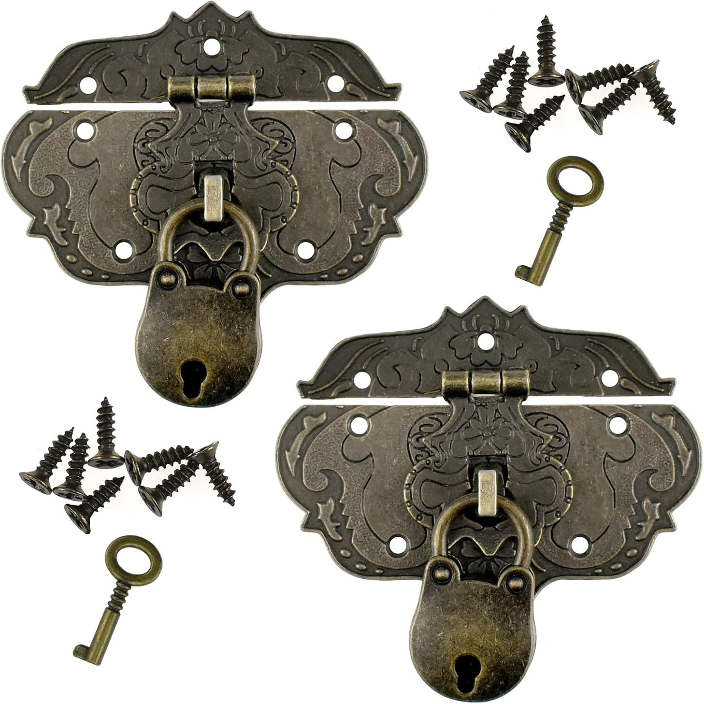 2 Pzas Cerraduras Bronce para Caja Madera