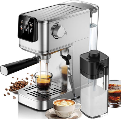 Máquina de café expreso KEENSTAR con espumador de leche y pantalla táctil