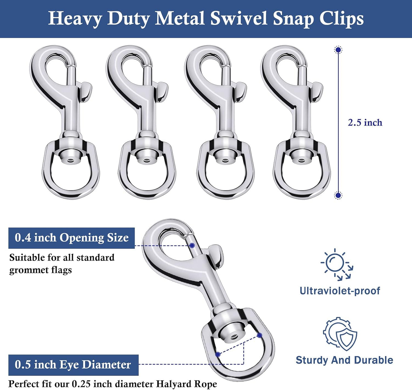 Clips giratorios para asta bandera 5/16pulg metal resistente