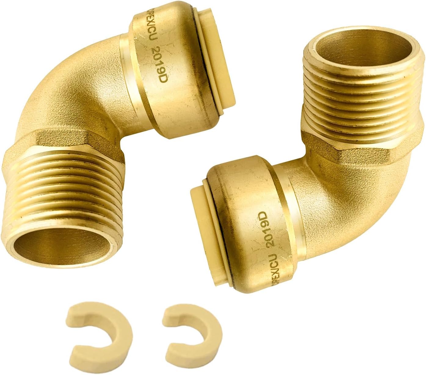 2 Accesorios Latón Push Fit 3/4pulg Con Clip Pex Cobre Cpvc