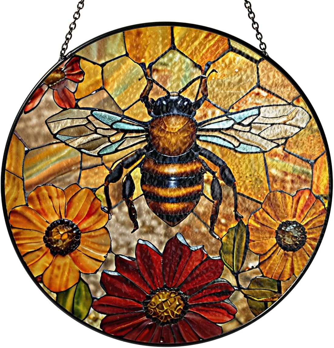 Panales abeja 6" atrapasoles vidrio emplomado arte