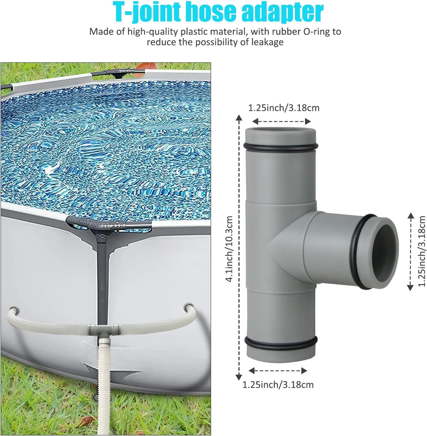 2 Conectores manguera piscina junta T 1.25" repuesto