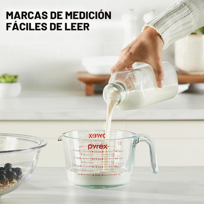 3 Pzas Tazas Medidoras Vidrio para Cocinar