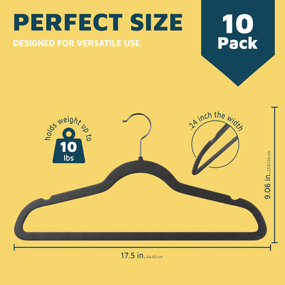 10 Perchas Terciopelo Gancho Giratorio Antiderrap