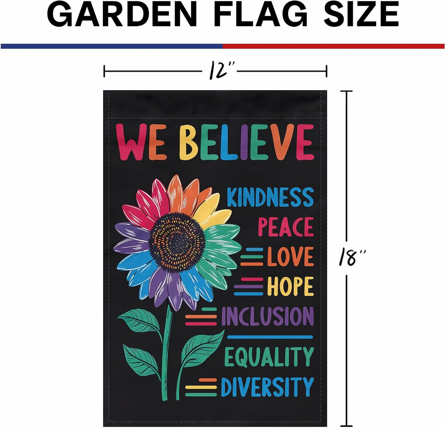 Bandera Girasol con Orgullo Paz Amor 12x18pulg