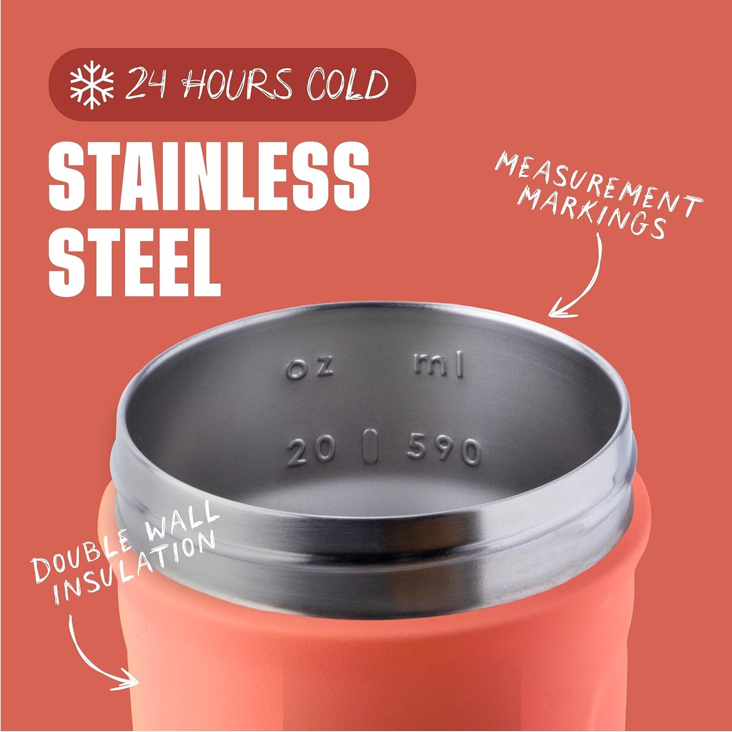 Vaso térmico acero inox con batidor 710ml coral