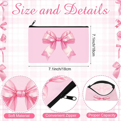 20 Bolsas Cosméticos Lona con Cremallera 7x4.3pulg Lazo Rosa