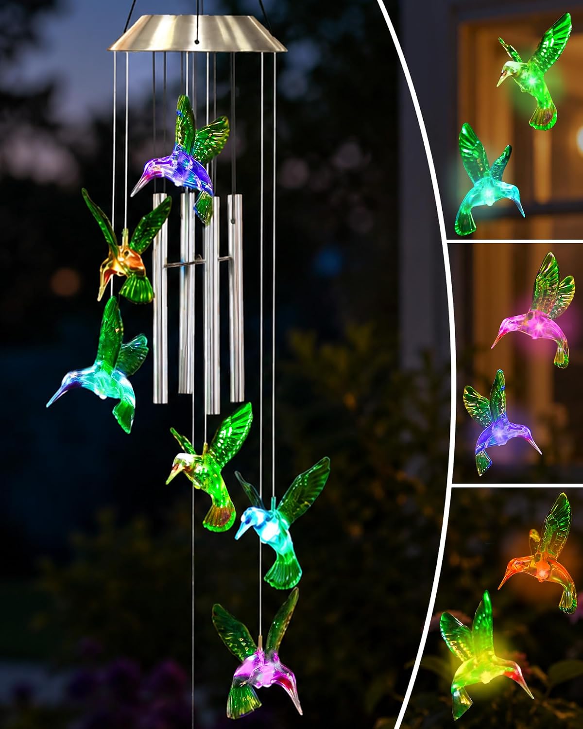 Campanillas de viento colibrí para exterior y jardín