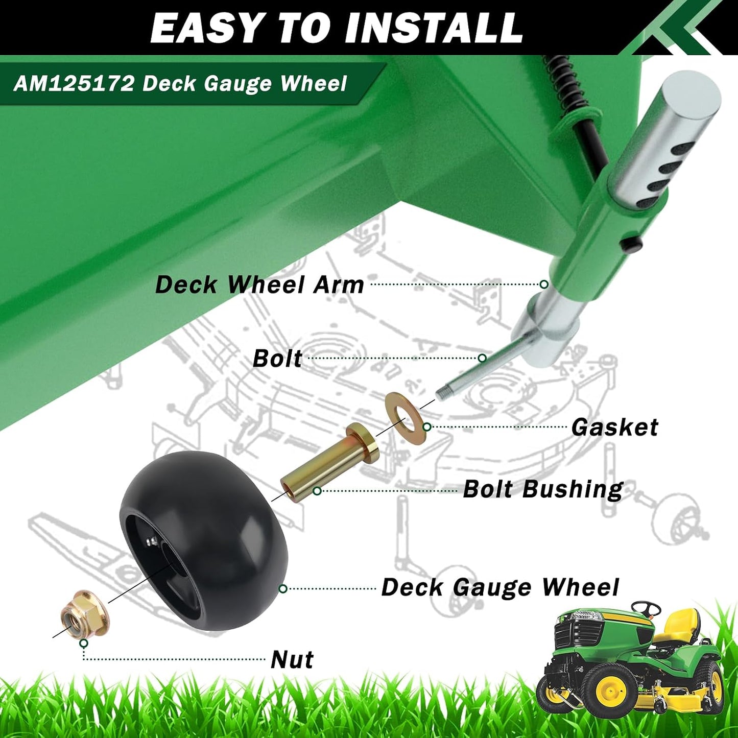 Set 2 ruedas cortacésped comp John Deere 48-72"