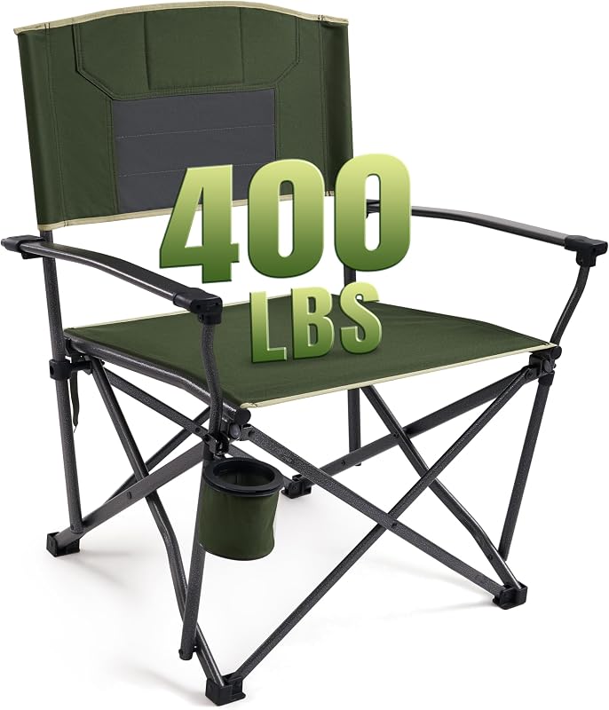 Silla campamento plegable acero 400lbs brazos portavasos