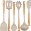 Set 6 Utensilios Cocina Silicona Antiadherente Mango Madera