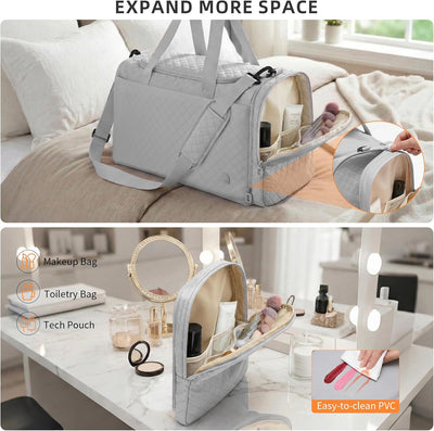 Bolsa viaje grande con neceser gris moderno